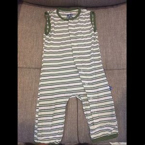 Kickee Pants Romper Blue Green White Stripe